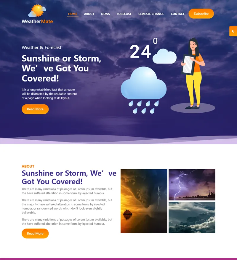 HTML5响应式天气预报网站源码下载 | 免费自适应模板-壹元库