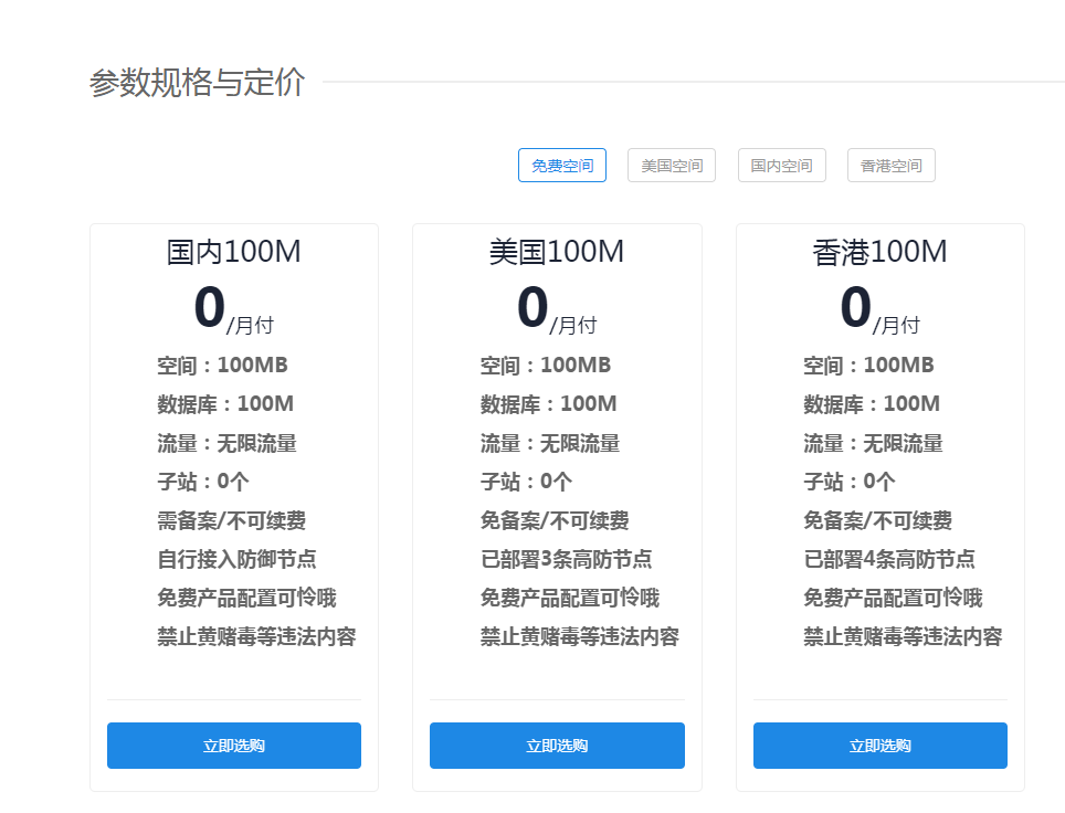 0元撸免备案空间一个月活动-壹元库